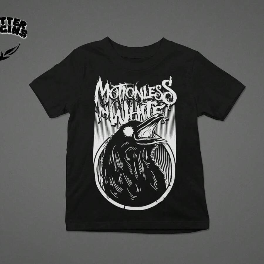 Camiseta unisex, sudadera con capucha Motionless In White – merchandising del álbum Disguise, ropa de mujer, blusas de mujer, tops de mujer, camisetas de mujer, atuendo casual diario, corte regular, combinación diaria, estampado gráfico, estilo deportivo casual. - Negro - Ver 1