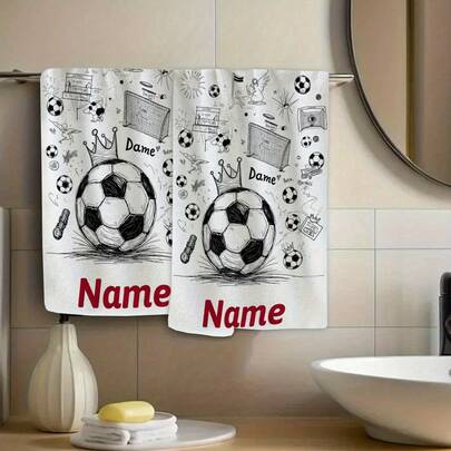 2/4/6pcs,Custom Name Towel, Cartoon Bowling Pattern Hand Towel, Striped Design, Bathroom Towel, Quick-Drying Absorbent Towel, Nordic Minimalist Style Towel, Suitable For Anniversaries, Travel, Parties, Gifts,,, New Year -2D Single-Sided High-Definition Printing Technology Perfect For Birthday Anniversaries, Valentine's Day, Thanksgiving, Christmas, Halloween, Wedding And New Year Gifts. Ideal Gifts For Her, Him, Family Members, Boyfriends, Girlfriends, Fathers, Mothers, Lovers, Daughters, Sons, Grandfathers, Grandmothers, Friends, Classmates And Pets. This Multifunctional Kitchen Towel Can Be Widely Used In Kitchen, Sofa, Bed, Car, Bedroom, Living Room, Office, Outdoor Camping And Beach. It Also Serves As Wall Decoration, Bedroom Decor, Fall Decor, Fall Decorations For Home, Christmas Party Theme Kitchen Towel And Christmas Decor.