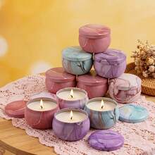 52pcs 2.5oz Round Marble Pattern Candle Jars With Wicks, Empty Jars Suitable For Candle Making, Home Decor And Housewarming Gifts - 52pcs/8sets - View 12