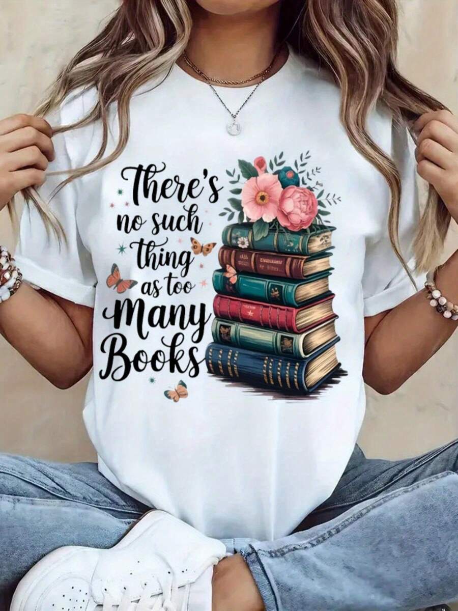 Women's 100% Cotton Short Sleeve T-Shirt - Casual Round Neck Blouse With A-Z Letter Print (No Punctuation) | Machine Washable, Summer Top For Spring And Summer Looks | In Stock, Elegant And Casual Basic T-Shirt For Parties And Everyday Wear - 白色 - 查看 1