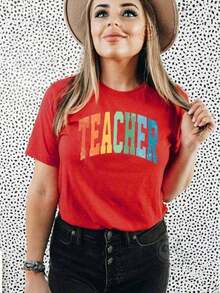 Retro Teacher T-Shirt, College Teacher T-Shirt, Cute Teacher T-Shirt, Vintage Teaching T-Shirt, Aesthetic Teacher T-Shirt, Gift For Teacher, School T-Shirt. - 多色 2 - 查看 5