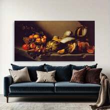 Enmarcado Lienzo impreso en 2D plano de frutas y verduras (1 unidad, ) | Arte mural vintage, obra de arte moderna, ideal para regalar, decoración del hogar y dormitorios, perfecto para el dormitorio, la sala de estar y el estilo art déco. - Enmarcado - Ver 2