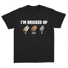 Camiseta de manga corta con cuello redondo para hombre, estilo streetwear suave, con estampado gráfico del meme "I'm Bricked Up", camiseta casual divertida para adultos, regalo unisex. F5MN - Negro - Ver 1
