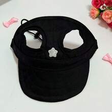 Pet Hat, Seasonal Dog Sun Hat With Five-Pointed Star Pattern, Owner's Baseball Cap With Ear Holes For Dogs And Cats - Hitam - View 10