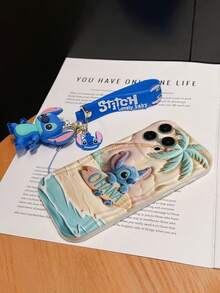 Funda de teléfono Disney Lilo y Stitch: Funda de teléfono suave con borde de patrón esponjoso 3D y un gratis lindo collar de pulsera de Stitch, Lilo, Ángel, para Apple 17 Promax 17 Pro 16 15 14 13 12 11 Pro Max XS Max X XR Funda de verano - Blanco - Ver 6
