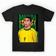 Ronaldo Nazario T-Shirt unisex de la de algodón puro de alta densidad de 220 g. C-AmiS-eta uniS-ex 100 % aL-Godón de - Tejido de alta densidad. Apta para todo tipo de perS-onas, ya sean mujeres o hombres. Tejido duradero de alta C-Alidad apto para todas las estaciones, suave al tacto pero duradero. Tops transpirables. Conjuntos de otoño para mujer. Conjuntos de vaC-Aciones para mujer. Disfraz de Halloween para mujer. - Negro - Ver 6