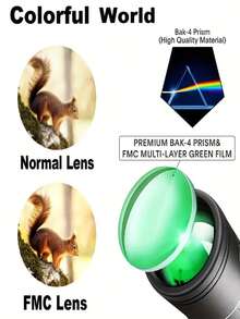 1pc 16x52 High Magnification Monocular Telescope, 66m Wide Field Of View, High Transmittance Lens, 8000m Long Distance Observation, Suitable For Travel, Hiking, Hunting, Adventure, Dual Rings Dual Adjustment Focus Design, Matte Black Non-Slip Durable Handheld Portable Outdoor Telescope - Black - View 6