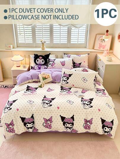  1pc Sanrio Hello Kitty & Kuromi Duvet Cover, Soft & Comfortable Cartoon Bedding, Suitable For Dorm, Home, Hotel, All Seasons, Multiple Colors, Extra Large Size