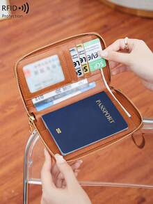 CHARM INFINITE 1pc High-Quality Travel Passport Holder-With Zipper, Holiday Essentials, Portable, Lightweight, , Stylish, For Home, For Outdoor, Daily Use - Multicolor - View 6
