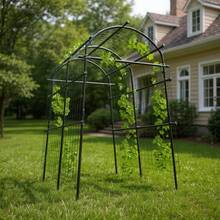 Dorvilesta Garden Arch Trellis  7.5Ft Tall Metal Garden Trellis With Netting For Climbing Plants, Vegetables, Flowers, Outdoor Pergola Arbor Wedding Party Decoration - B - View 2