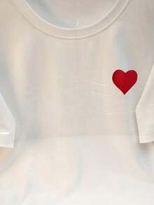Camiseta de mujer de manga corta, cuello redondo, estilo casual y de bloques de color - Blanco - Ver 4