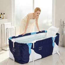 LOVEWE 55.12-Inch Long Bathtub With Air Pump, Drain Hose, Backrest And Seat Cushion. Soaking Tub, Easy-To-Assemble Foldable Bathtub, Portable Design For Outdoor Use, Patios And Small Spaces. Cold Plunge Tub/ Ice Bath Tub. - C - 查看 4