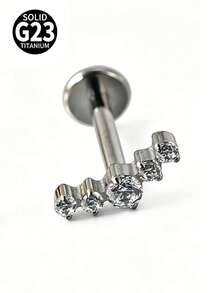 1 chiếc khuyên môi G23 bằng titan, năm chấu đính đá Zirconia, dùng cho môi, tai, sụn tai, vành tai, kiểu vặn ren. - Như thể hiện trong hình ảnh - Xem 10