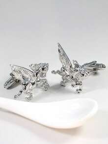 1 Pair Fashionable Copper Cufflinks, Suitable For Men's Formal Shirts, Wedding And Daily Wear - Silver - View 2