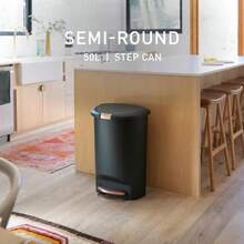 Simplehuman 50 Liter / 13 Gallon Semi-Round Kitchen Step Trash Can With Secure Slide Lock, Black Plastic - Thợ săn - Xem 2