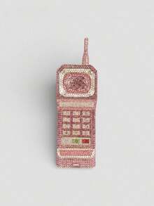 Sparkling, Dazzling, Elegant Crystal Rhinestone Cellphone Shape Purse Cute Crystal Handbag Novelty Diamond Evening Bag For Party Prom Cocktail - Pink - View 1