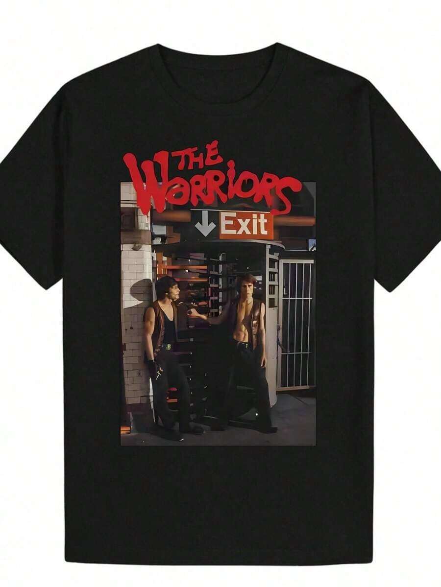 Men's Summer Casual Round Neck Polyester T-Shirt - 黑色 - 查看 1