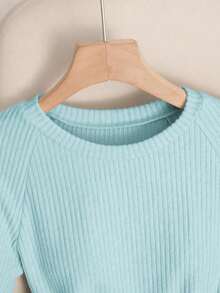 Body elegante y casual para mujer, body de manga corta y cuello redondo para uso diario - Azul - Ver 6