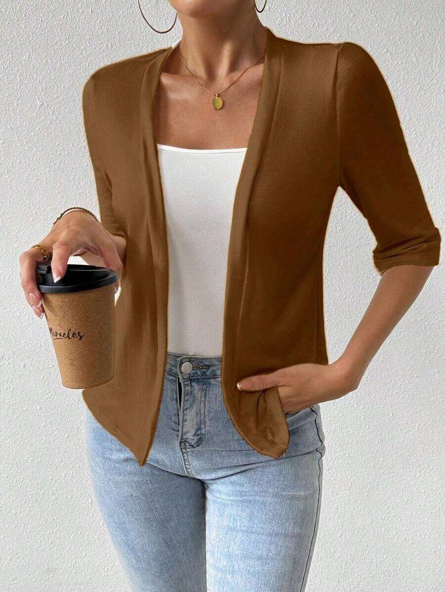 Chaqueta regular para mujer, cárdigan de verano - Marrón - Ver 1
