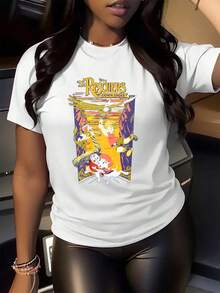 Vibrant Artwork Depicting An Adventurous Scene With Brave Characters And A Majestic Eagle Over A Colorful Landscape, Conveying Hope And Friendship In Every Detail. Comfortable And Youthful Women's T-Shirt For Everyday Wear. - 白色 - 查看 2