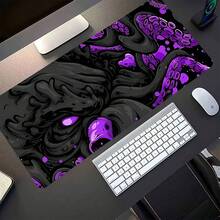 1pc Black Octopus Design Mouse Pad, Artistic Desktop Mat, Large Size Desk Accessory, Rubber Base, Stitched Anti-Slip Keyboard Pad, Suitable For Office, Home Computer, Gift For Men, Women, Friends, Suitable For Back To School, Gaming And Other Occasions. Desktop Mouse Pad, Office Supplies, Desk Accessories, Mouse Pad. - Black Octopus Pattern - View 11