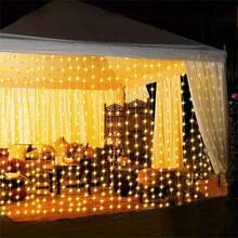 1 Stück, 3m X 3m / 9,8ft X 9,8ft, batteriebetrieben, Märchen LED Vorhang Lichterkette, Weihnachten, Halloween, Zimmer, Party, Hochzeit, Hintergrund Atmosphäre Dekoration - Batteriekasten-Vorhangleuchte - Übersicht 12