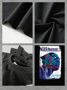 Pantera que simboliza poder y valentía con fondo artístico inspirado en visiones de fuerza y unión africana camiseta de mujer  suave cómoda para uso diario y perfecta para combinar con tus prendas favoritas - Negro - Ver 4