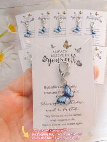 1pc/10pcs Set Dreamy Butterfly Pendant Decoration, Comes With Inspirational Card, Durable Metal Material, Suitable For Bag Decor, Party Favors, Teacher's Day Gifts, Travel Gifts, Classroom Rewards, Christmas Gifts, New Year Gifts, Birthday Gifts, Best Friend Gifts - Multicolor - View 5