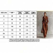 Solapa de cremallera de mujer, cintura elástica, vestido largo de vacaciones, estilo de vestir de mujer - Caqui - Ver 2
