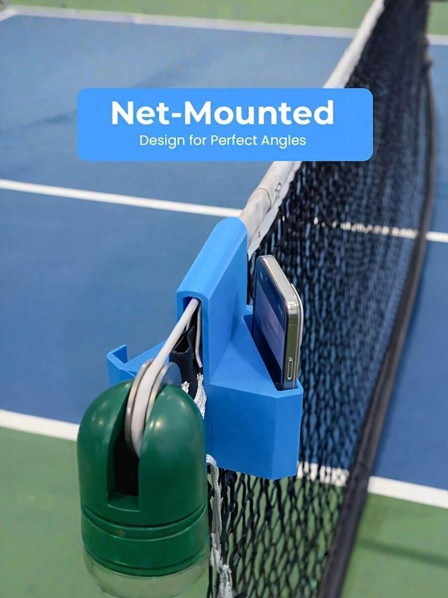 1pc Stable Clip-On Tennis Net Post Camera Holder, Reusable Dual Phone Mount For Capturing Every Tennis And Pickleball Moment, Perfect For Training, Matches, Swing Analysis And Sports Video Recording