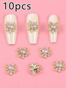 10pcs Nail Art Nail Charm Nail Accessories Y2K Exquisite Luxury Sweet Style Bow Shaped Pink Nail Gem Nail Accessories DIY Nail Accessories Suitable For Nail Salons, Phone Cases, Clothes, Bags, Shoes, As Well As Daily Life And Holiday Parties Nail Charms - Multicolor - View 7