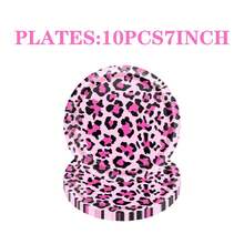 50pcs Pink Leopard Print Tableware Set, Includes Plates, Cups And Napkins, Suitable For Birthday, Party And Holiday Celebrations - View 8