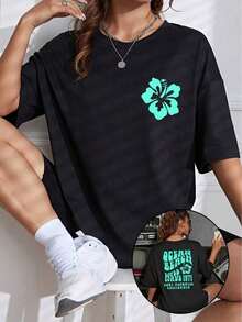 Women's Printed T-Shirt 2026, Plus Size Thick Cotton T-Shirt For Brides-To-Be, Suitable For Honeymoons, Weddings, And Everyday Wear, End Of Season, Last Stock Available. Gudi's Plus Size Short Sleeve T-Shirt Is A Customer Favorite. Plus Size Women's Short Sleeve Tops, Loose And Comfortable Clothing. Valentine's Day Outfits For Women, Spring And Summer Clothing For Women. - 黑色 - 查看 7