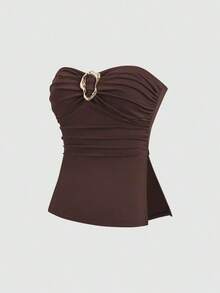 Top corto con pliegues tipo bandeau de moda casual para mujer - Multicolor - Ver 8