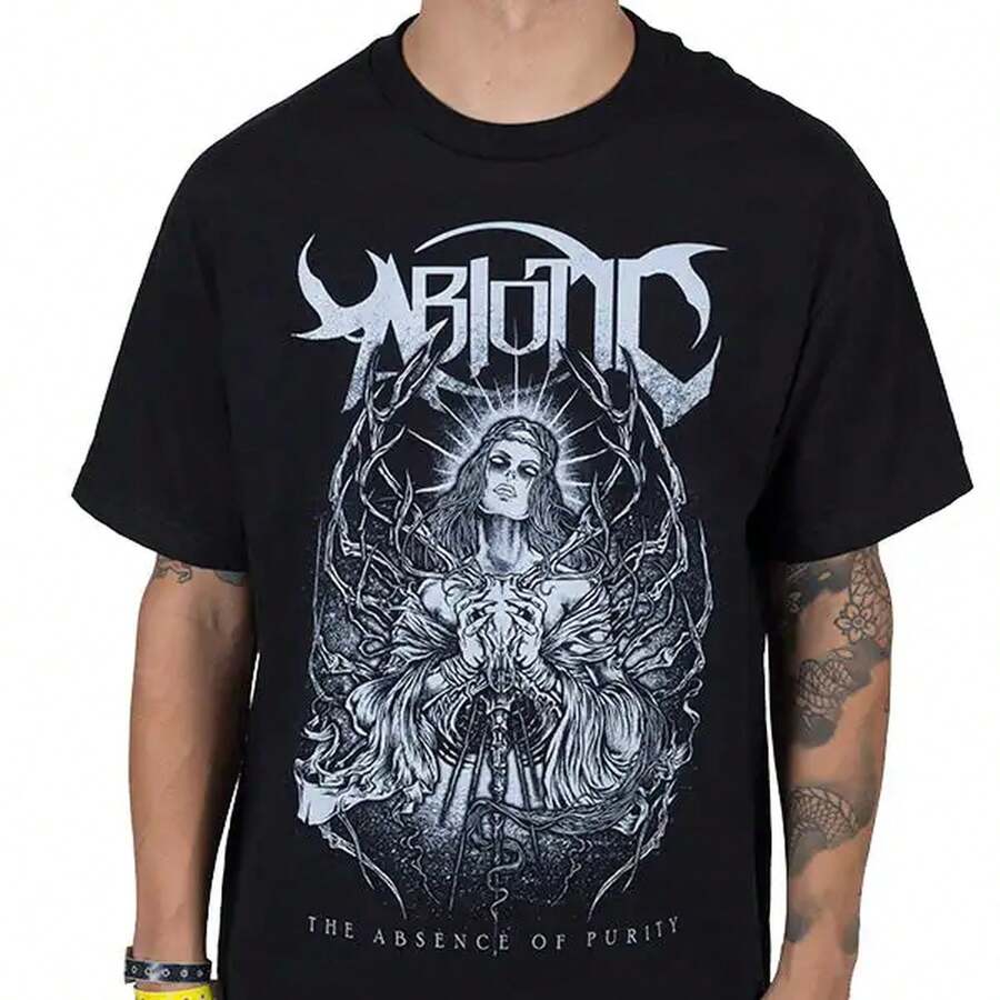 Camiseta de la banda Abiotic The Absence of Purity 100% algodón con estampado gráfico T1EE M1en WoM1en. Top casual unisex de algodón grueso de 220 g, textura suave y tacto agradable, cómodo y respetuoso con la piel. Su estilo clásico y sencillo nunca pasa de moda, ideal para el día a día, actividades deportivas, viajes, vacaciones y cualquier ocasión informal. - Negro - Ver 1