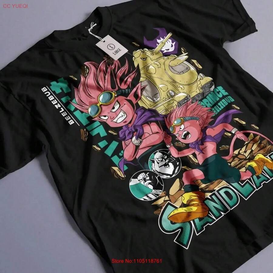 Beelzebub Sanland H1elltaker Sticker Tees, Sizes S To 5XL, Made In The USA. Vintage Washed Urban Graphic Tee. Versatile, Soft, 220g Thick Cotton, Unisex, Smooth Texture, Soft Feel, Comfortable And Gentle On The Skin. Its Classic And Simple Style Never Goes Out Of Fashion, Ideal For Everyday Wear, Sports Activities, Travel, Vacations, And Any Casual Occasion. - 黑色 - 查看 1