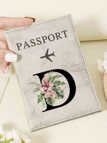 1pc A-Z 26 Letters Fashionable Letter Print Stylish Burgundy Passport Cover, Premium PU Leather Passport Wallet With Multi-Card Pockets For Credit Cards, Boarding Passes, And IDs, Compact And Portable Travel Essentials Organizer For Women, Men - Pink - View 103