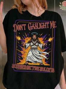 One-Of-A-Kind Piece, Don't Emotionally Manipulate Me, Carl The Dungeon Explorer, Uzi Jesus, Princess Donut Design, Art That's Outrageous, Bold Colors, Multiple Color Options, Women's Summer Casual T-Shirt, Vacation Style, Book Themed T-Shirt, Fun Print, Music Festival, Easter, Teacher's Day - 多色 2 - 查看 6