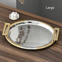 Luxury Oval Handled Tray, Holiday Party Plate/Fruit Plate/Serving Platter, Gathering Blessing Ceremony Tableware, Cosmetic Jewelry Storage Tray (3 Size Options) - View 12