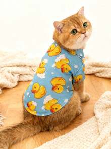 LUCKIE LABO 1pc Cute Duck Pattern Dog Pajamas, Casual Fashion Pet Shirt With Buttons, Suitable For Cats And Dogs Indoor And Outdoor - Multicolor - View 5