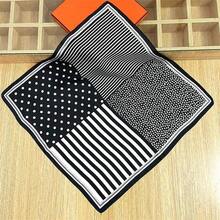 60cm Luxury Square Scarf Women Striped Bandanna Spring Silk Scarf Summer Headband Fashion Neckerchief Ladies - 1 - Xem 3