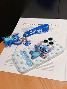 Disney Lilo And Stitch Phone Case : 3D Fluffy Pattern Border Protector Phone Soft Phone Case With A Free Cute Stitch Bracelet Chain Lanyard, Stitch, Lilo, Angel, For Apple 17 Promax 17 Pro 16 15 14 13 12 11 Pro Max XS Max X XR Soft Cover Summer Phone Case - trắng - Xem 6