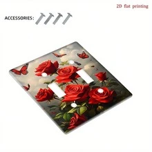 1pc Vintage Red Rose & Butterfly Switch Panel Cover, Decorative Wall Sticker For Bedroom, Kitchen, Bathroom, Home Improvement Essential - Multicolor - View 14