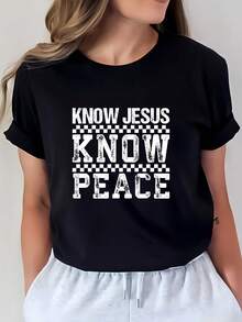 Designed For Modern, Stylish, And Comfortable Women, The Know Know Peace 180g Women's T-Shirt, With Its Comfortable Print, Makes An Ideal Gift For Family, Church, Christmas, Baptisms, And Fundraising Events. Made From Premium Soft And Breathable Fabric, It's Designed For All-Day Comfort And Is Versatile Enough For Everyday Wear, Perfect For Casual Outings. - 黑色 - 查看 7