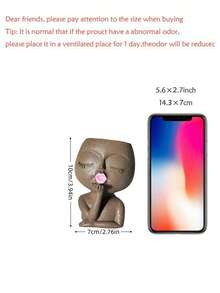 1pc Makeup Brush Holder, Cute Girl Design Pen Holder, Multi-Functional Plastic Vase Style Makeup Brush Storage Box, Suitable For Living Room And Office Desk - A - View 13