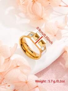 1 Piece French Romantic Luxury Letter H Couple Rings Non Fading Stainless Steel Colored Enamel Ring Men Women Fashion Jewelry - Letter-h - View 5
