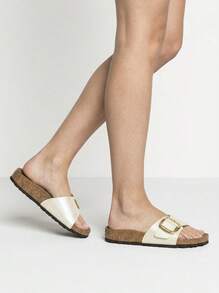 Birkenstock Dép xỏ ngón thường ngày Catalina CB BF Graceful Pearl White cho nữ có khóa điều chỉnh - Màu trắng ngọc trai duyên dáng - Xem 1