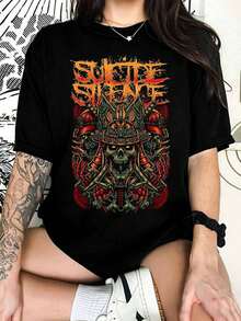 Suicide Silence Samurai Skull Deathcore Graphic T-Shirt, T-Shirt For Metal Fans - Black - View 6