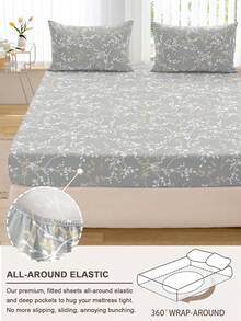 1pc Floral Print Ultra-Soft Fitted Bedsheet - Mattress Protector Only, Machine Washable, Suitable For Farmhouse, Fresh, And Ins Styles, Elevate Bedroom Fashion Ambiance, Multiple Sizes (King/Queen/Full/Twin) Fit For Home/Dorm/Apartment/Guest Room/Vacation Rental And Gifts - Multicolor - View 5
