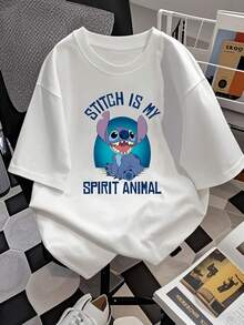 The Image Shows A Friendly Blue Character Smiling Broadly, Reflecting Energy, Fun, And Tenderness With A Cheerful Style That Conveys Positivity And Confidence. A Comfortable And Casual Women's T-Shirt For Everyday Wear. - 白色 - 查看 2